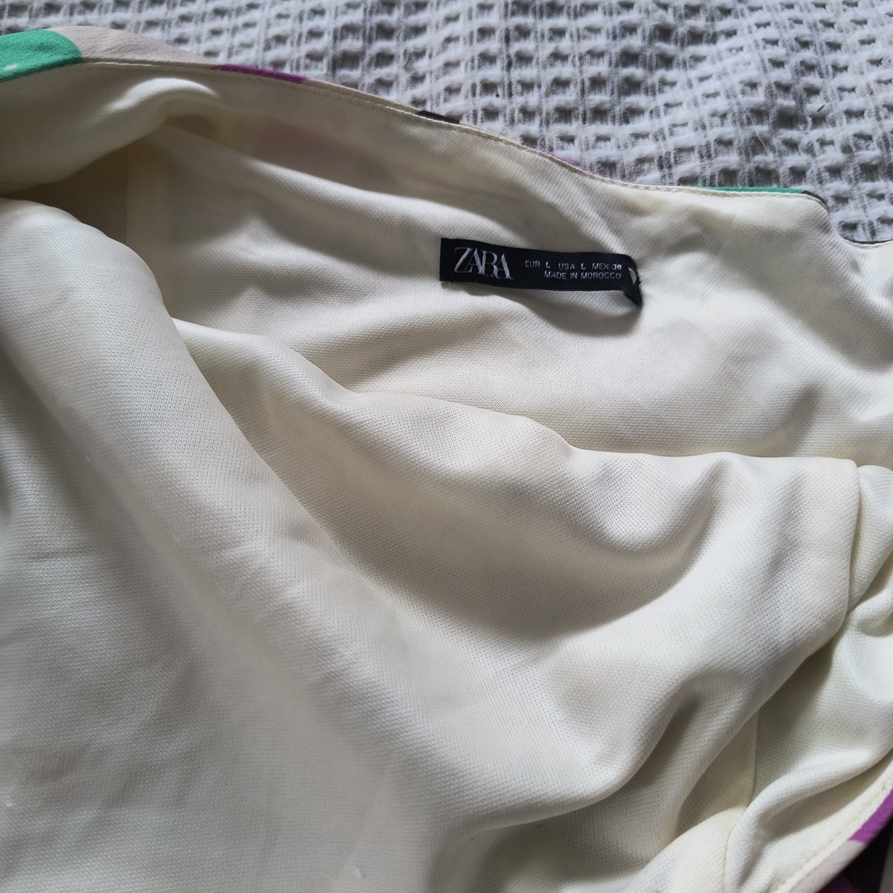 Zara Cream and Green Dress